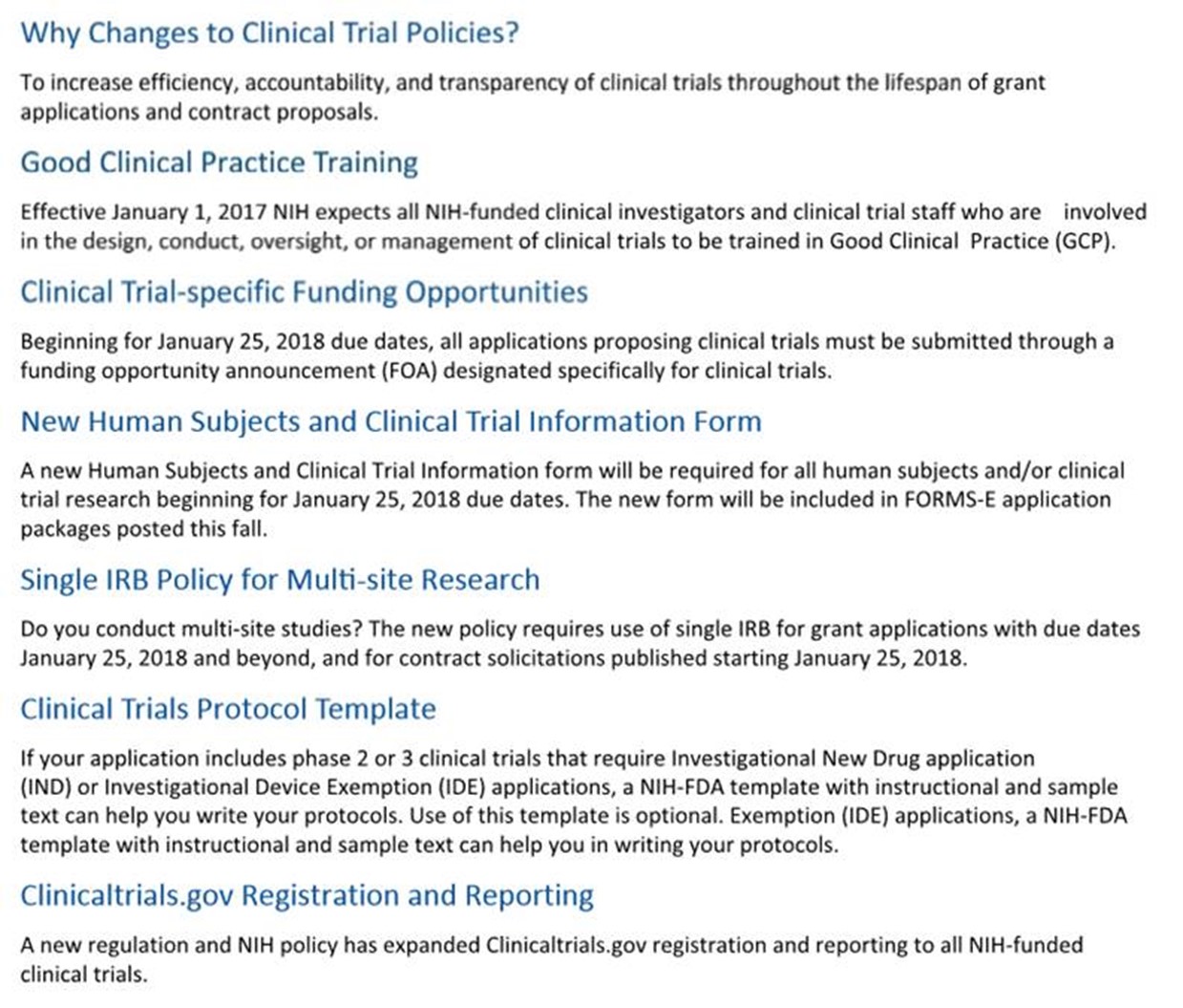 Clinical Trial Policies